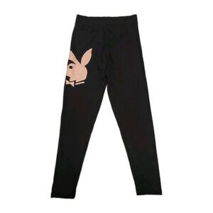 NWT Playboy X Missguided Lounge Leggings Womens Size 6 Black W/ Pink Bunny